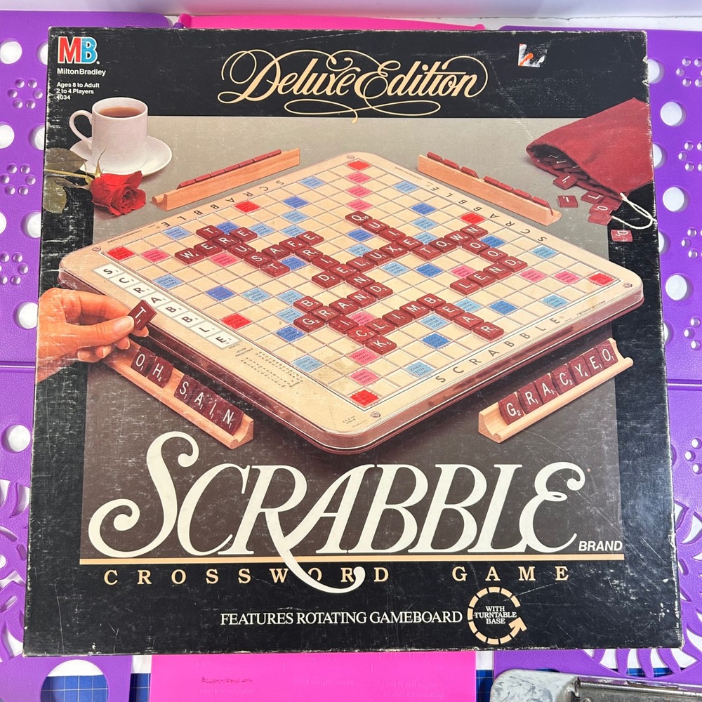 Scrabble Deluxe Edition 1989 COMPLETE Rotating Turntable Board Milton Bradley